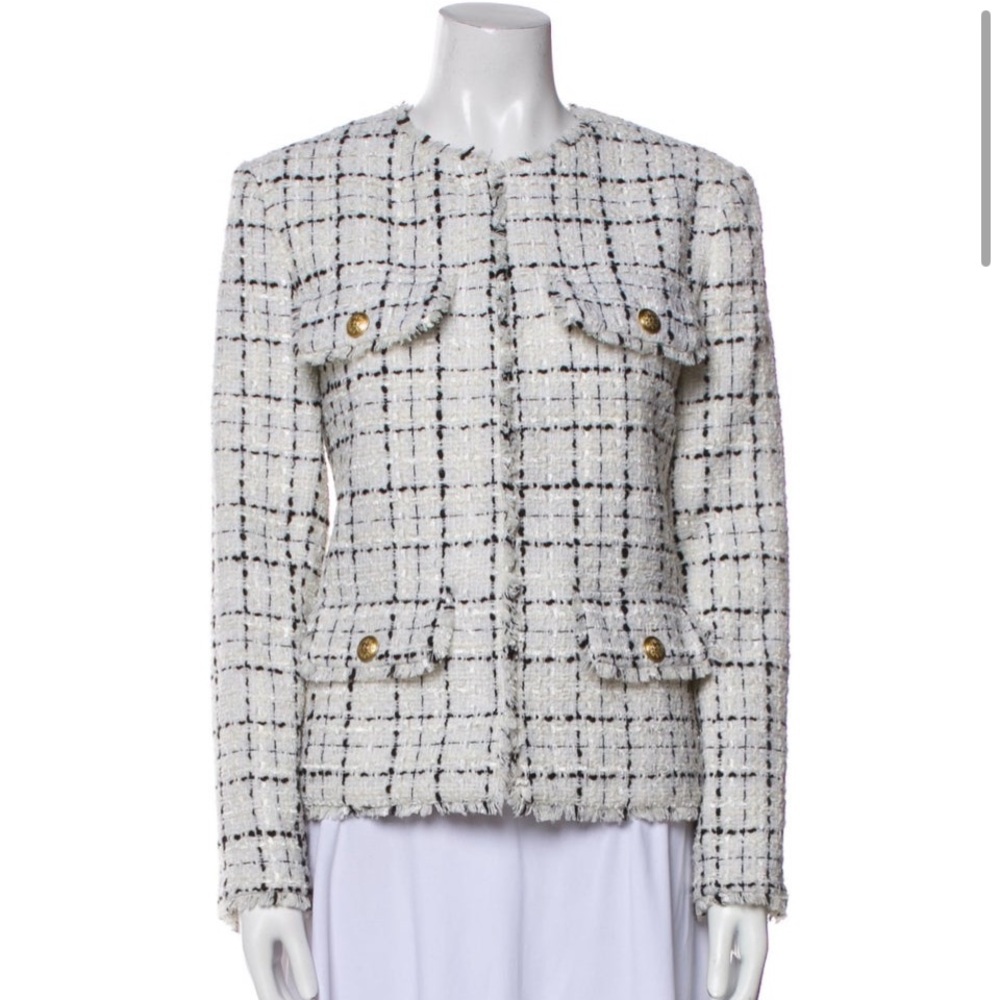 Alice + Olivia Cream Tweed Blazer